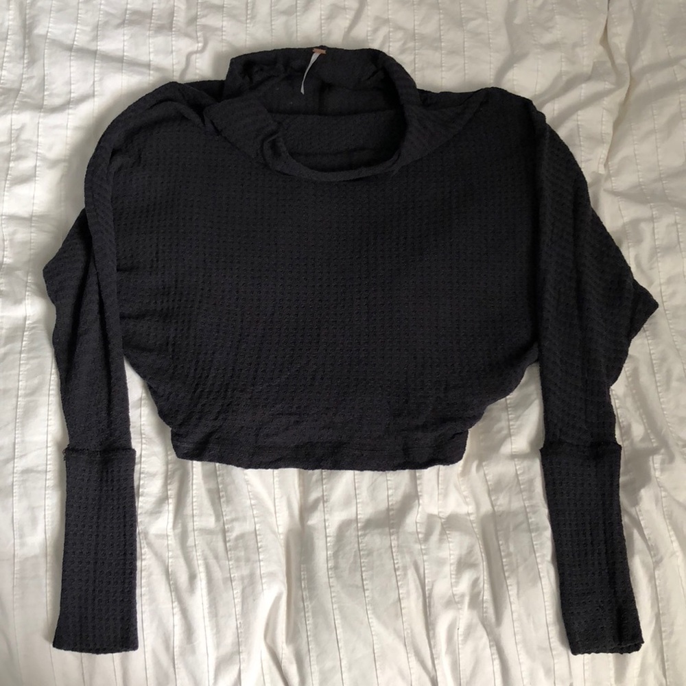 Free people waffle crop shirt